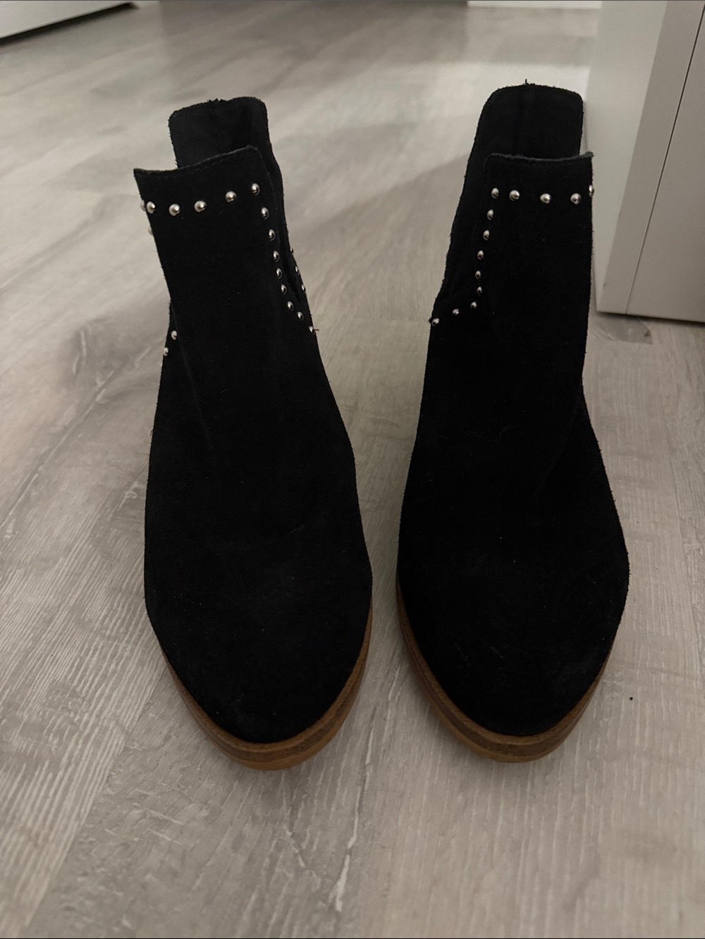 Steve Madden Black Suede Studded Chelsea Booties